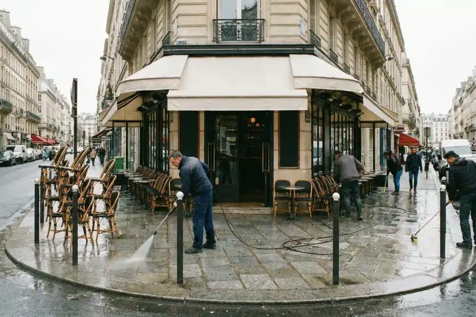nettoyage de terrasse café à Paris